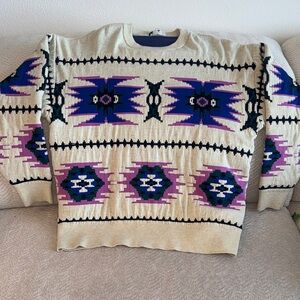 Isabel Marant Cream and Purple Geometric Sweater